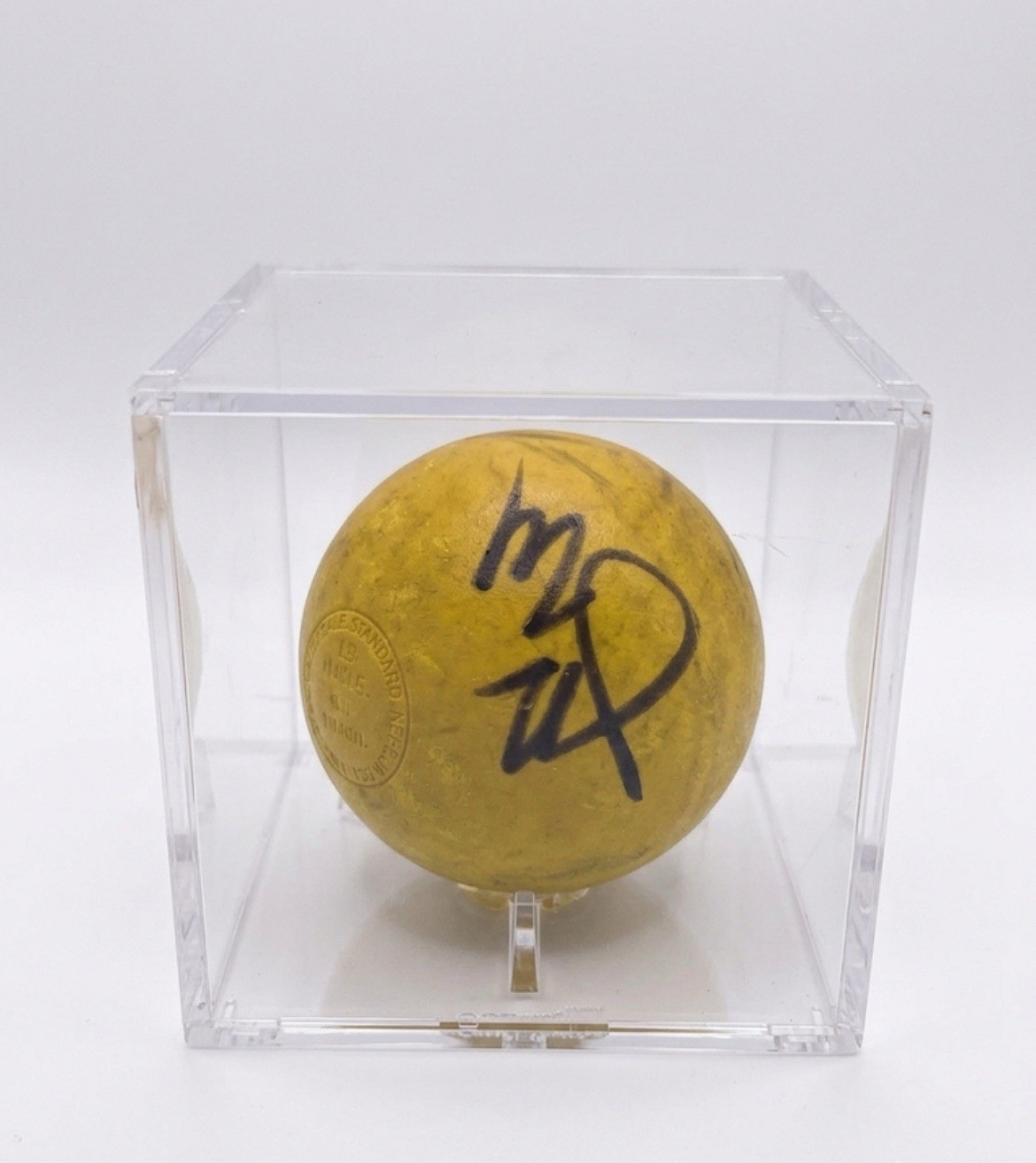 John Grant Jr Autographed Yellow Lacrosse Ball Signed Lax Legend W/ Display Case