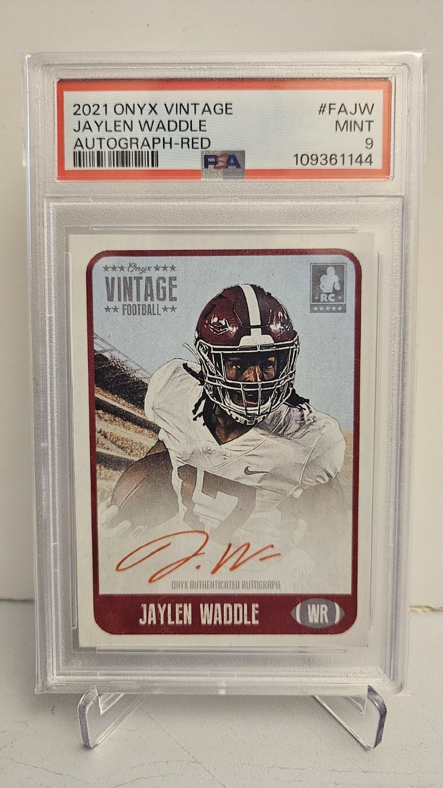 2021 Onyx Vintage JAYLEN WADDLE Autograph Red Ink #FAJW /25 PSA 9 POP 1!