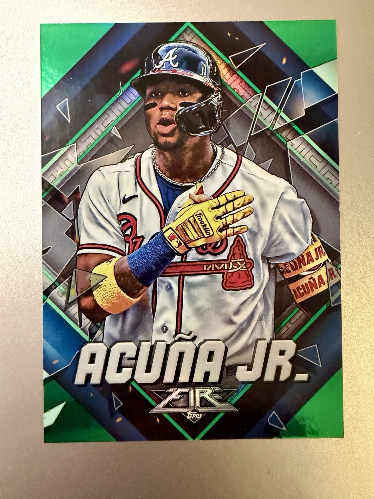 2022 Topps Fire Green Ronald Acuna Jr. 163/199 Green Foil Parallel #1 Braves