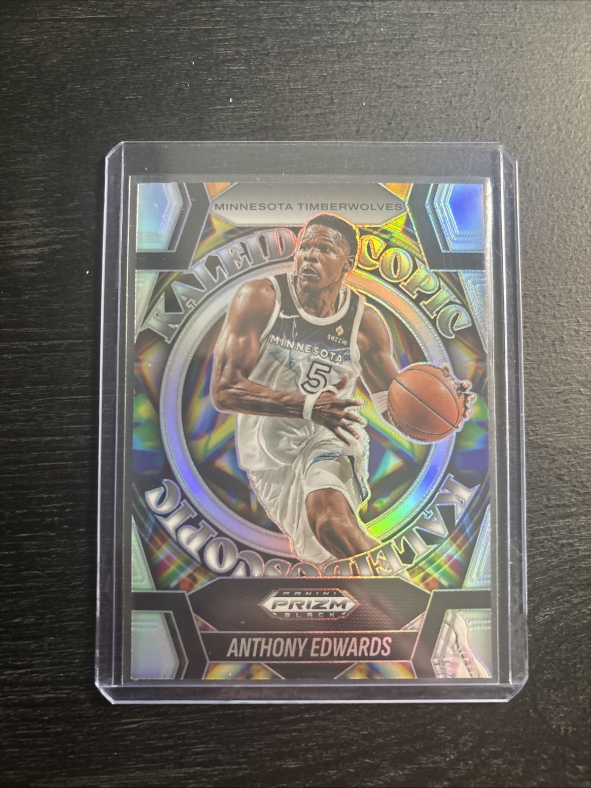 2024-25 Panini Prizm Black – Kaleidoscopic Anthony Edwards #7 Silver Prizm