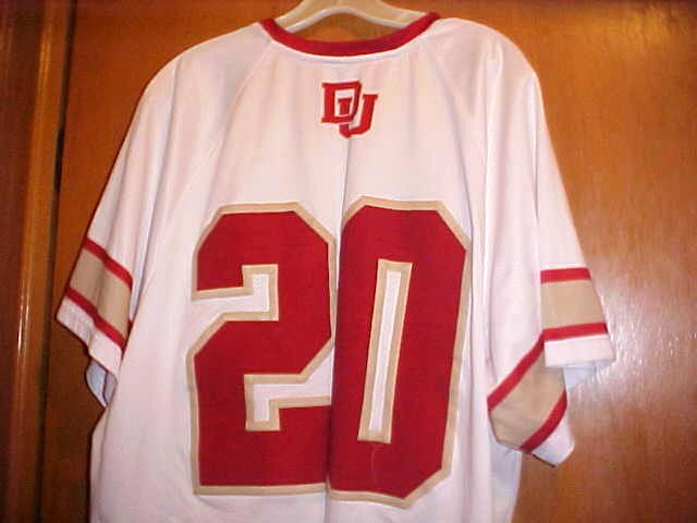 NEW SEWN AUTHENTIC DU Denver University Pioneers LAX Lacrosse Team Jersey, Large
