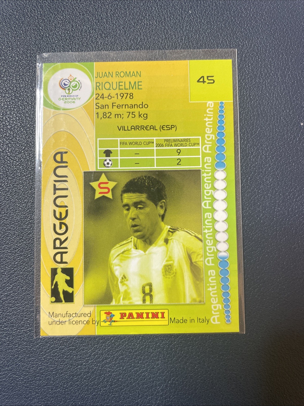 2006 Panini World Cup Juan Roman Riquelme #45 ARGENTINA