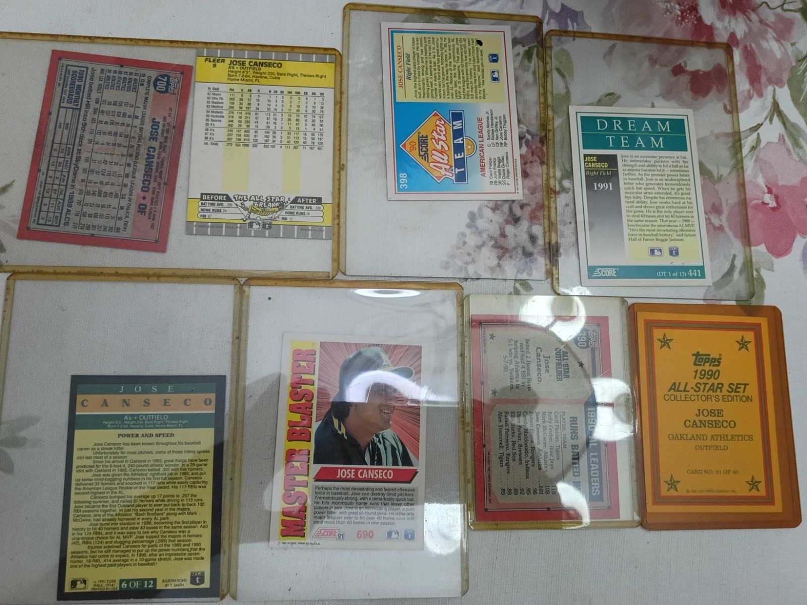 Mixed lot of Jose Canseco cards in plastic Card Holders – MLB Baseball