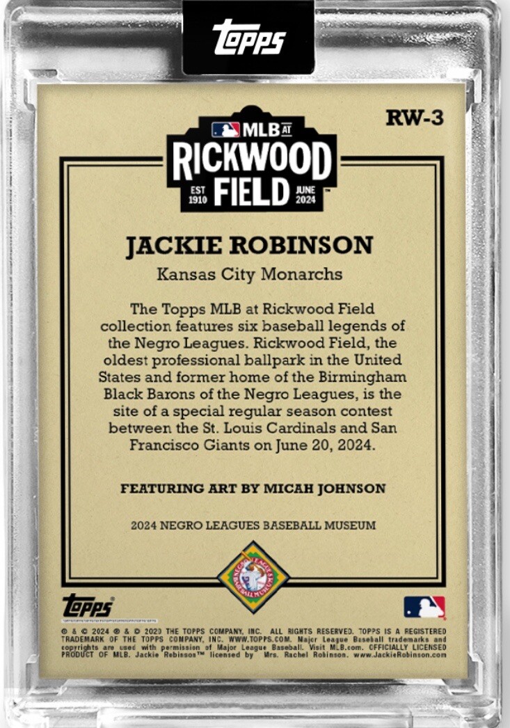 Jackie Robinson 2024 TOPPS MLB at Rickwood Negro League Card RW-3 Presale