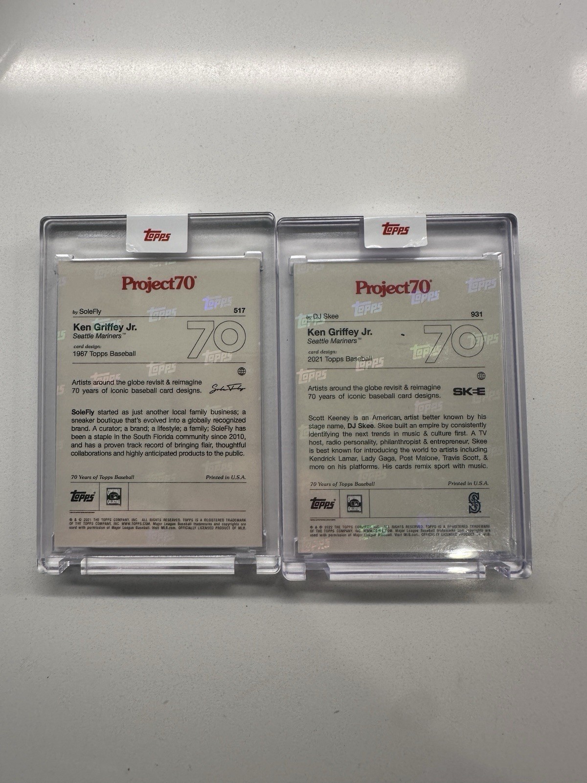 2021 Topps Project 70 2x Lot Ken Griffey Jr Skee Solefly #517 #931 Pop Art