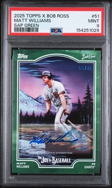 25 Bob Ross The Joy of Baseball Matt Williams Auto Sap Green /75 Psa 9 POP 2