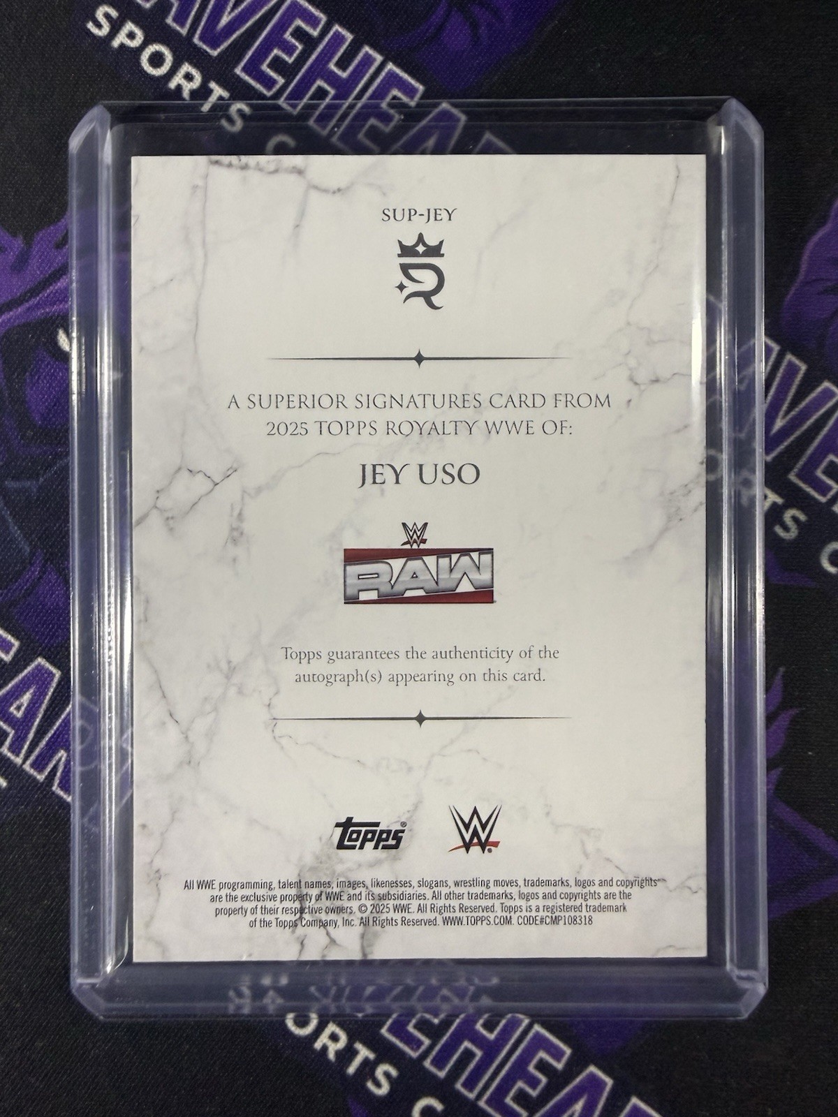 2025 Topps Royalty WWE Jey Uso Superior Signatures #73/99