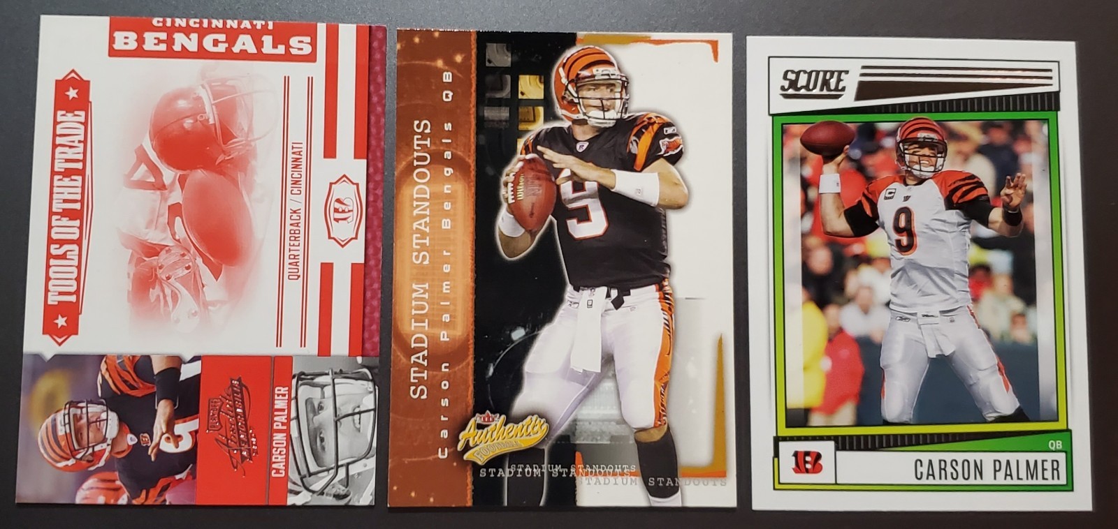 2004 – 2022 CARSON PALMER Football Card Lot (3) – /100 Cincinnati Bengals