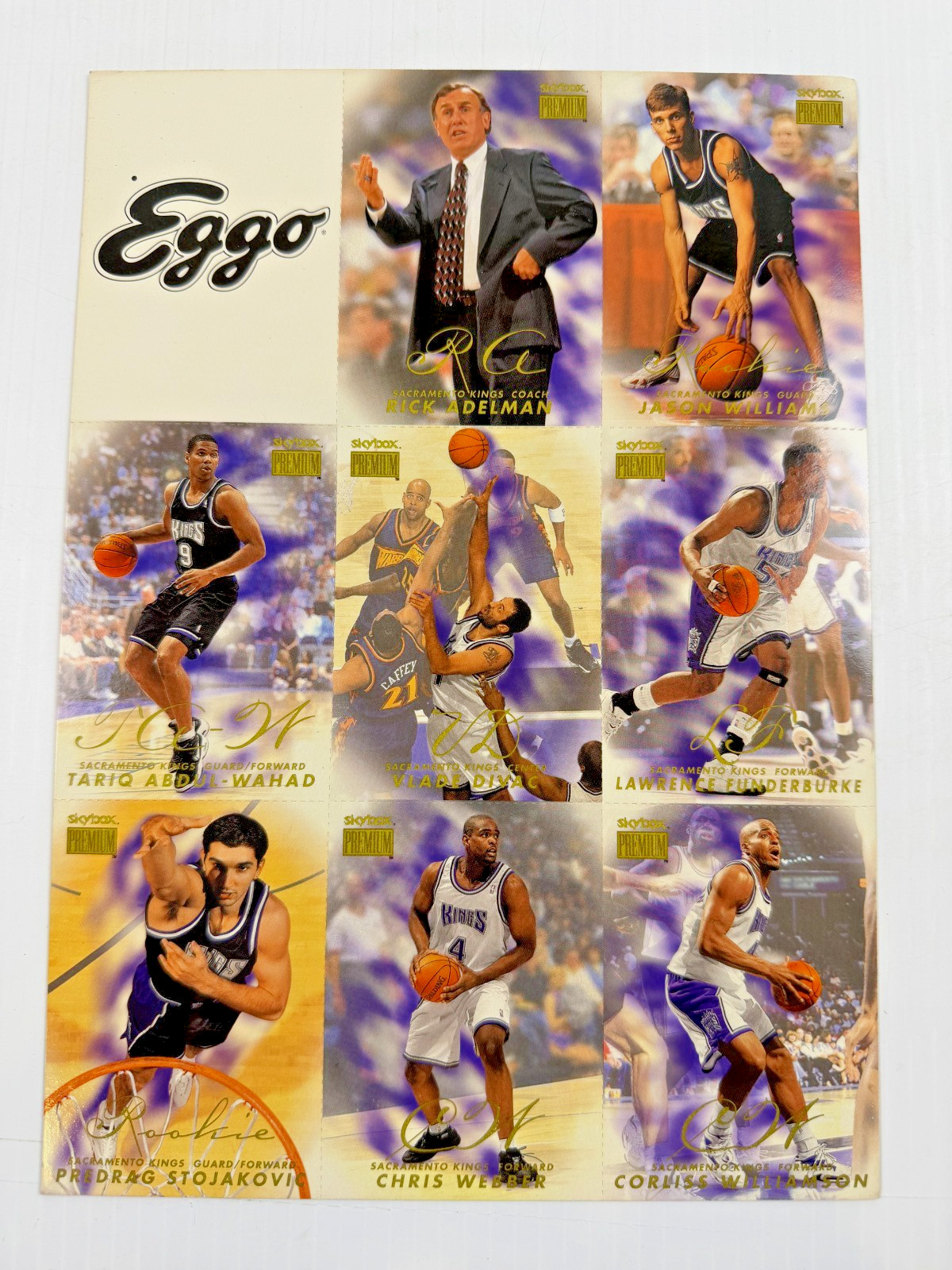 Uncut Sheet 1998-99 Upper Deck Black Diamond Basketball Cards Sacramento Kings
