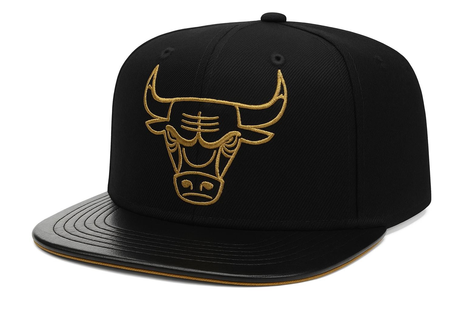 Chicago Bulls Black Gold Snapback Hat 3D Embroidered Logo | Adjustable Flat Brim