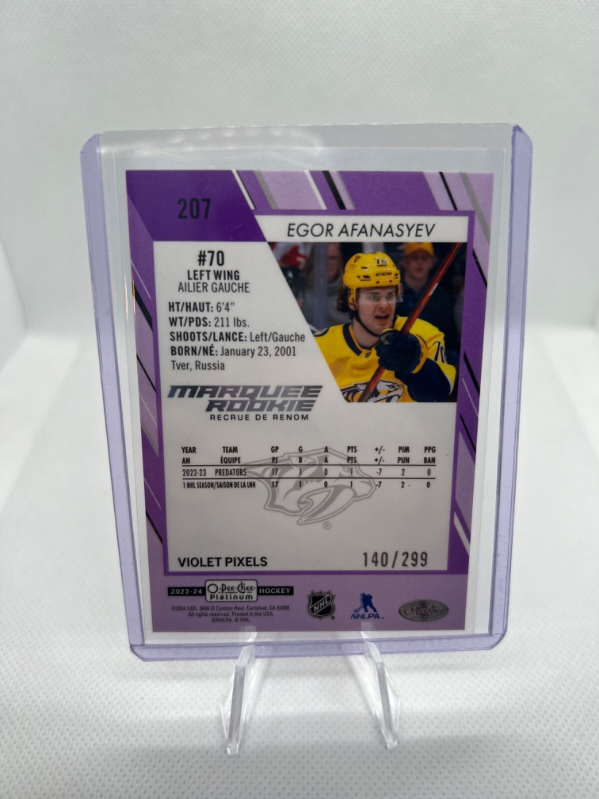 2023-24 O-Pee-Chee Platinum Violet Pixels #207 Egor Afanasyev /299