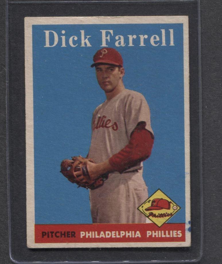 1958 Topps #76 Dick Farrell RC (Phillies) (MK) (WL) Vg-Ex (Flat Rate Ship) A1