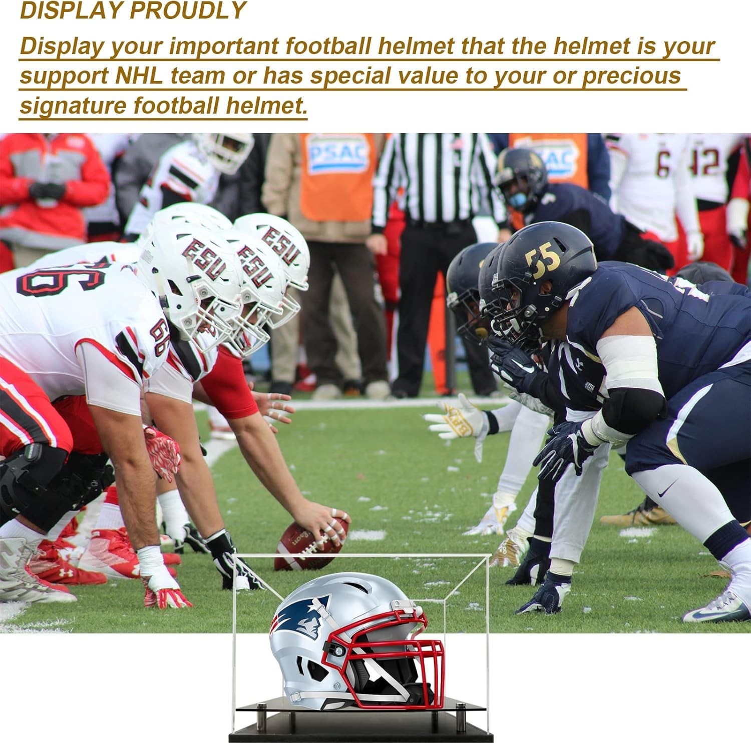 High Transparency Dustproof Football Helmet Display Case – 14.2x11x12.6 Inches