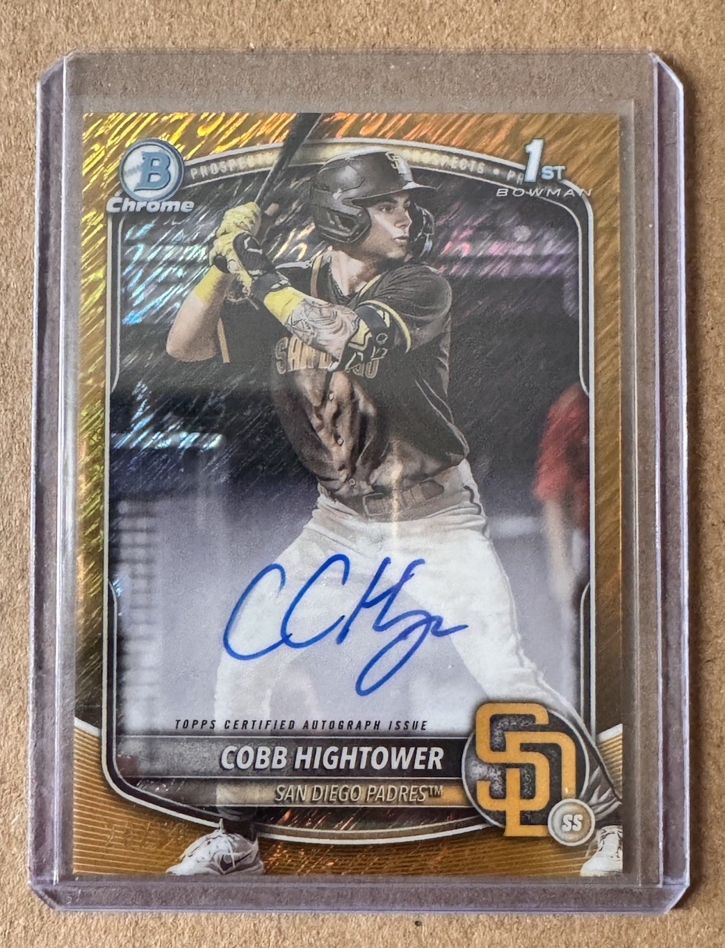 2025 Bowman Chrome 1st Cobb Hightower Auto Gold Shimmer Refractor /50 SP