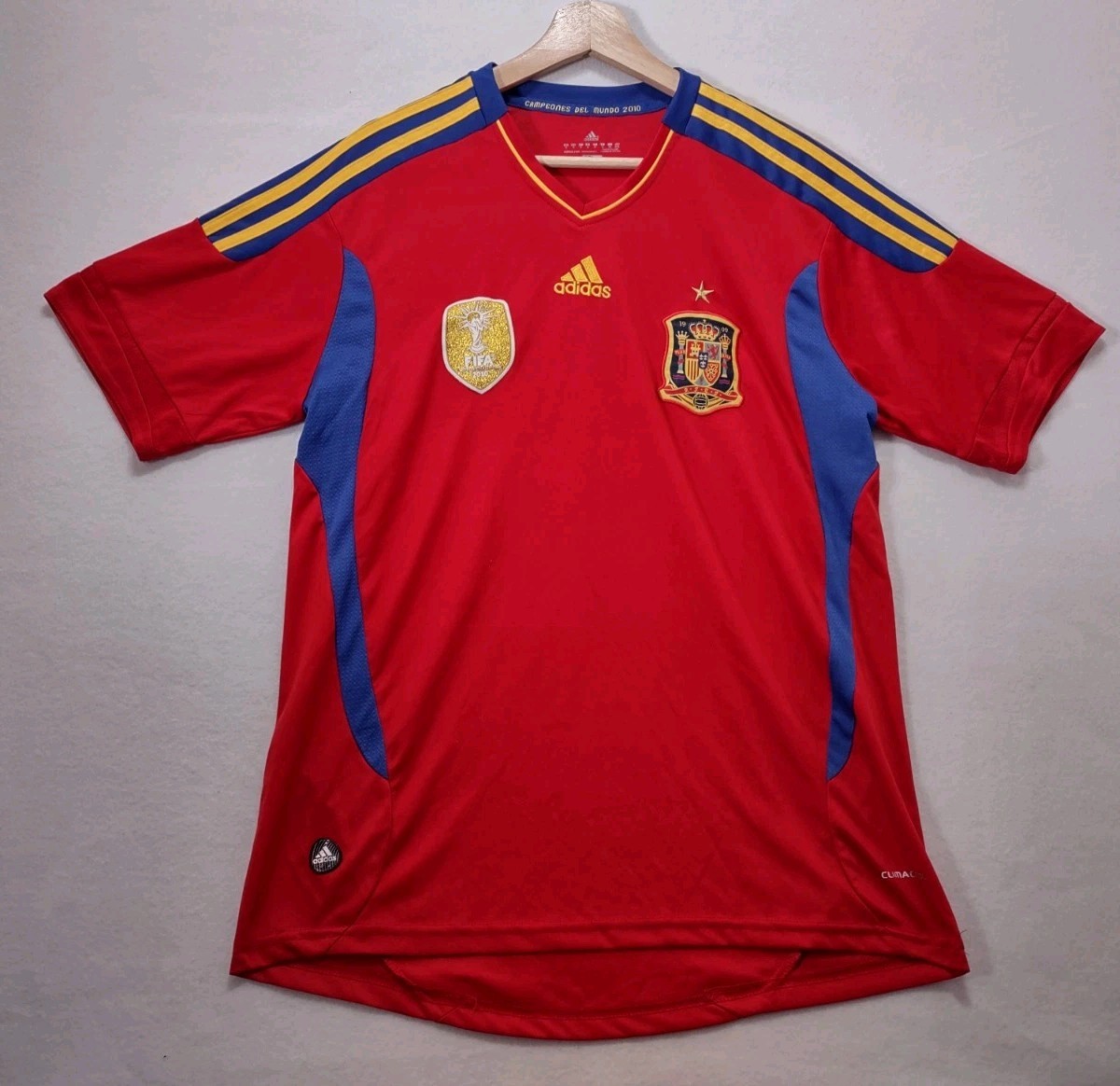 Adidas Spain Home Soccer Jersey World Cup 2010 Champions Patch Size Medium