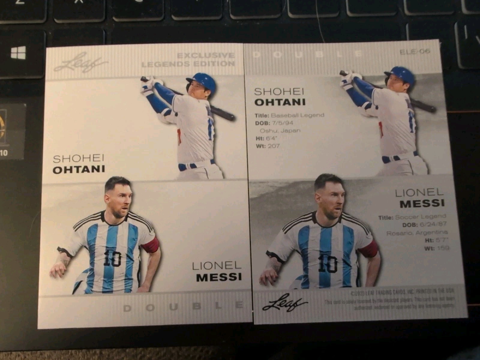 Shohei Ohtani / Lionel Messi 2023 Leaf Legends Double Edition #ELE-06 LA Dodgers