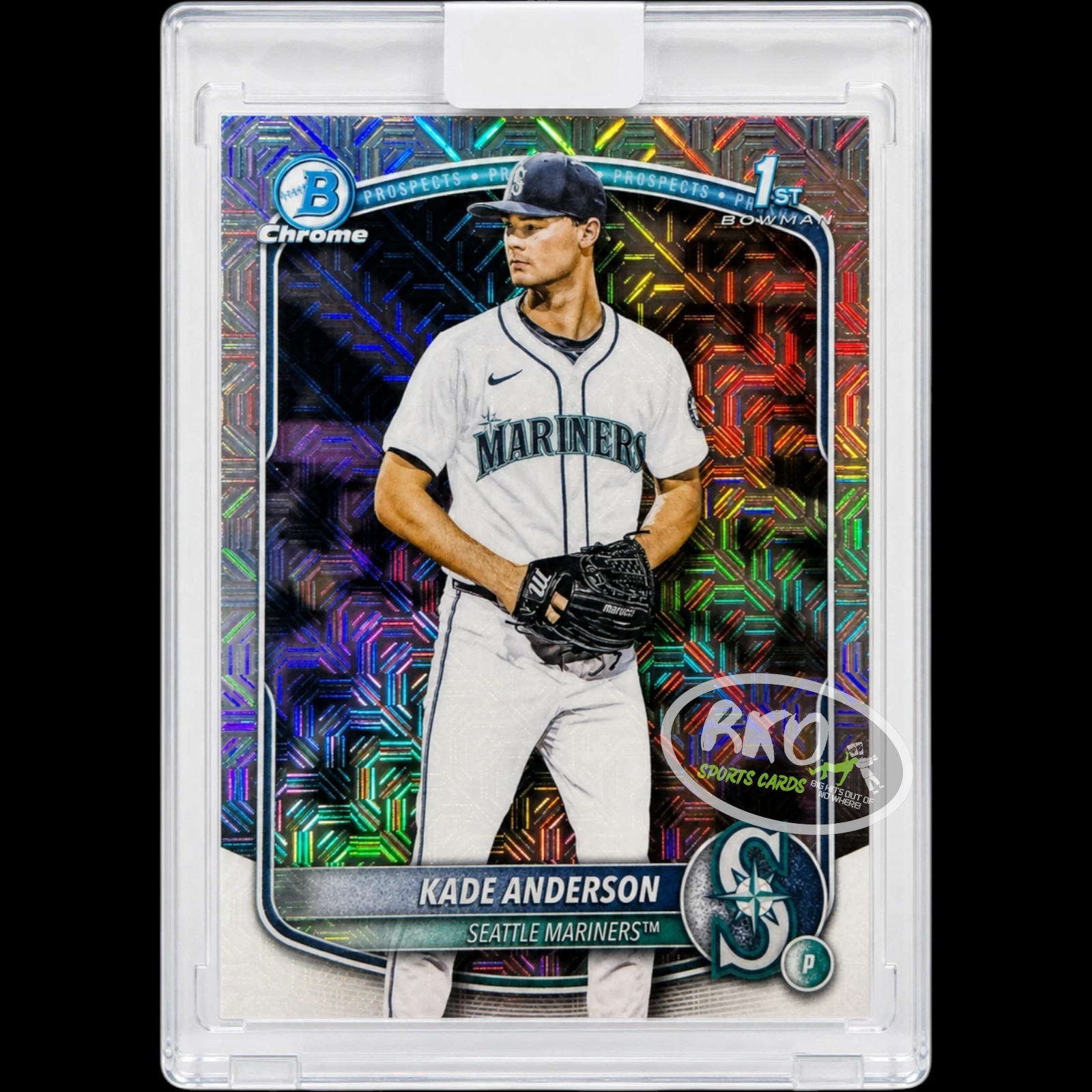 Kade Anderson RARE ROOKIE SEALED REFRACTOR ENCASED CARD SSP BOWMAN MARINERS MINT