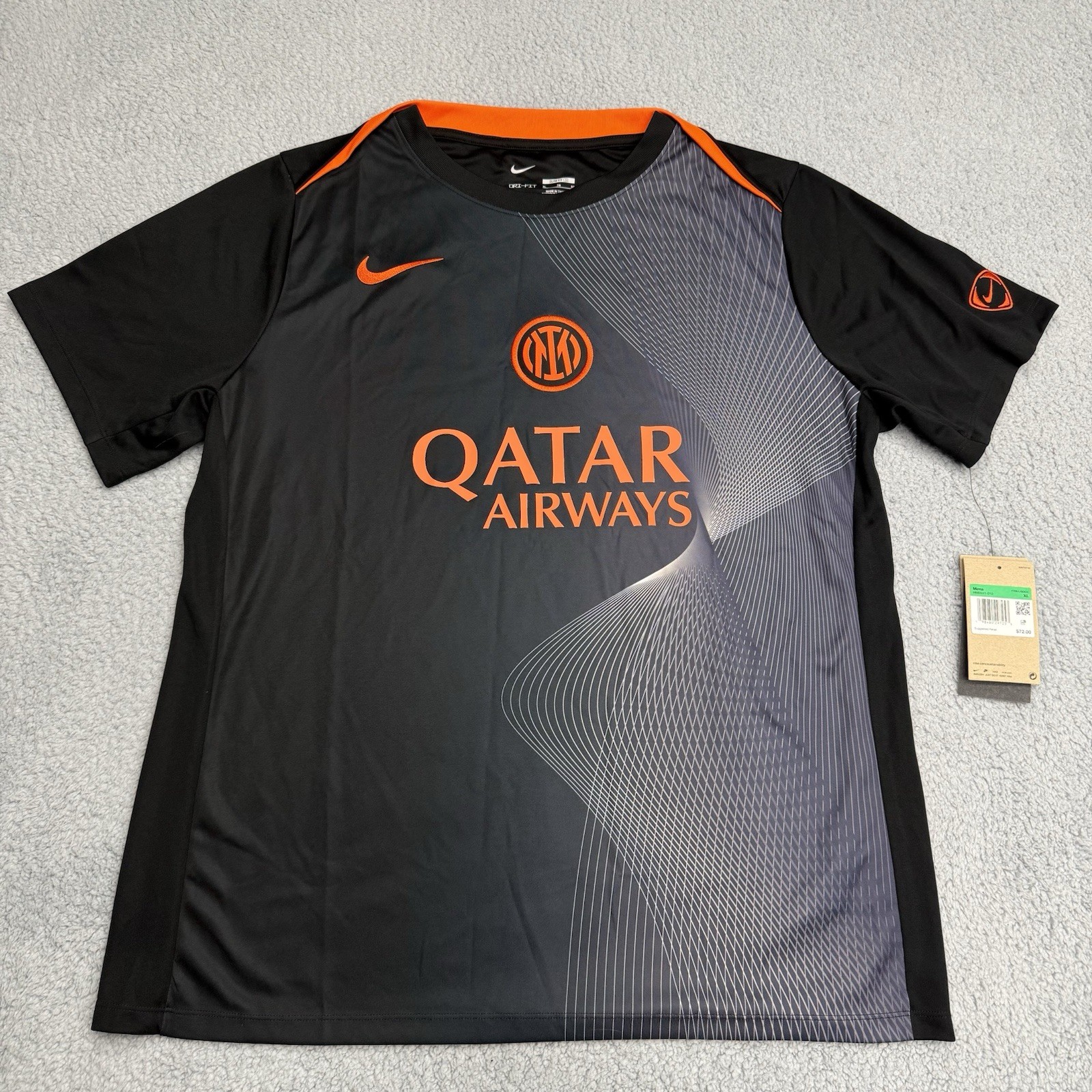 Nike Inter Milan 23/24 Third Jersey Mens XL Black Orange HM3441-010 Total 90