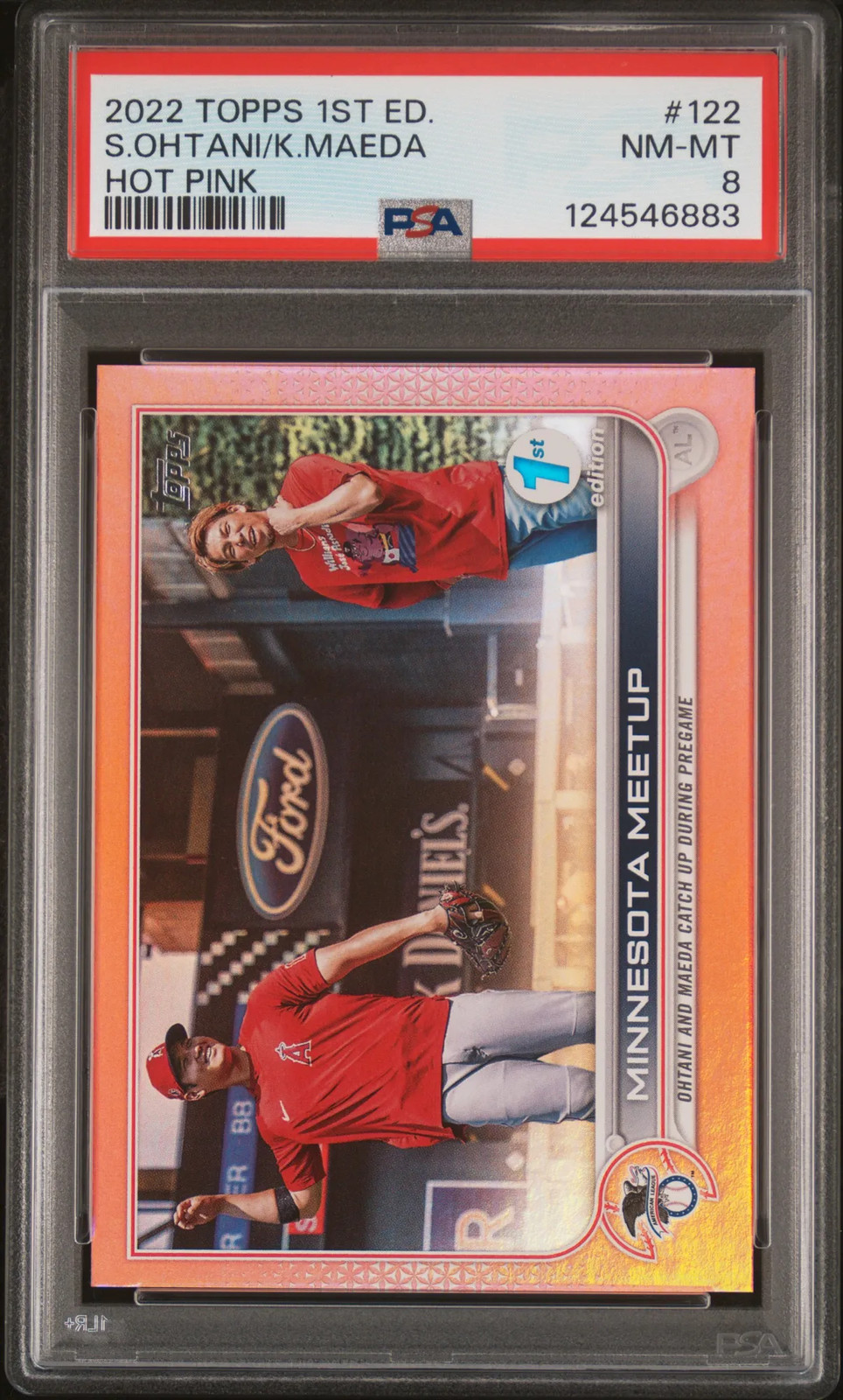 2022 Topps 1st Edition S. Ohtani K. Maeda #122 Hot Pink PSA 8