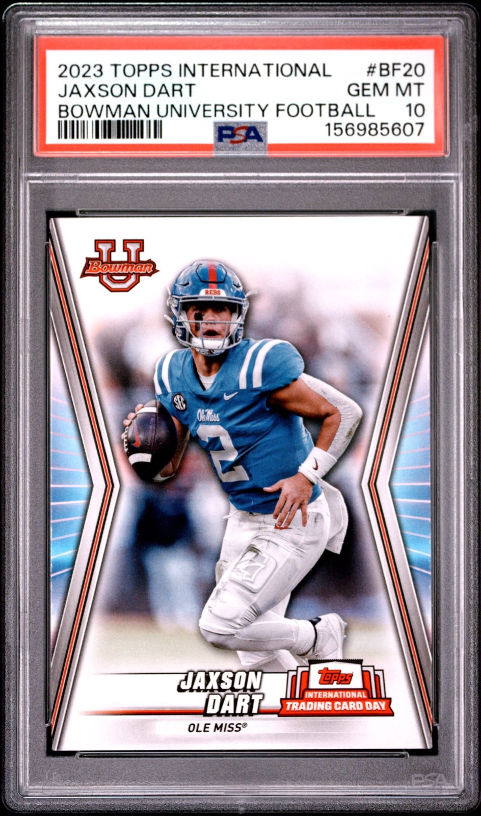 2023 Topps International Trading Card Day Jaxson Dart Bowman U PSA 10 Gem Mint
