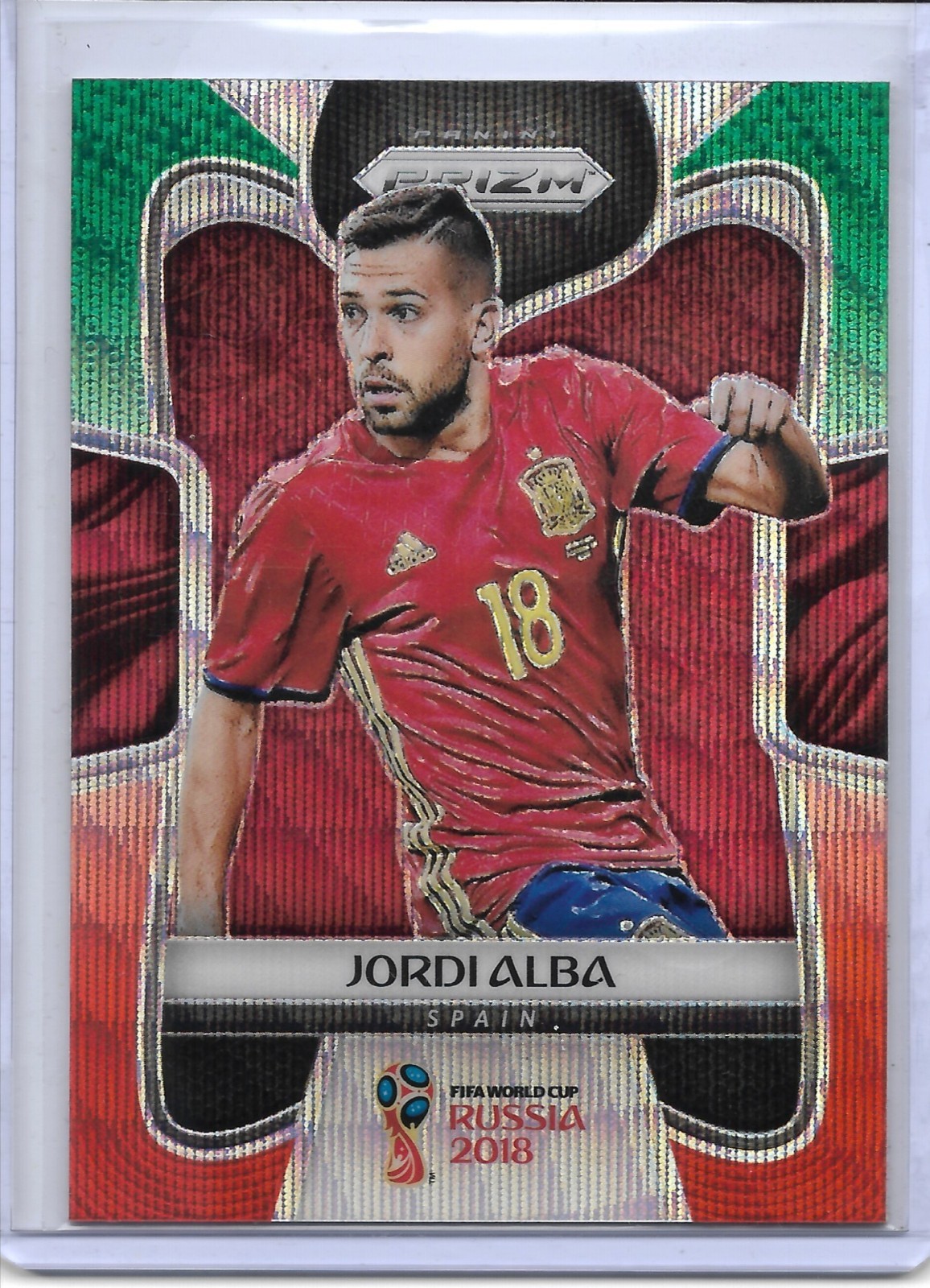 2018 Panini Prizm World Cup JORDI ALBA Prizms Green and Orange Wave