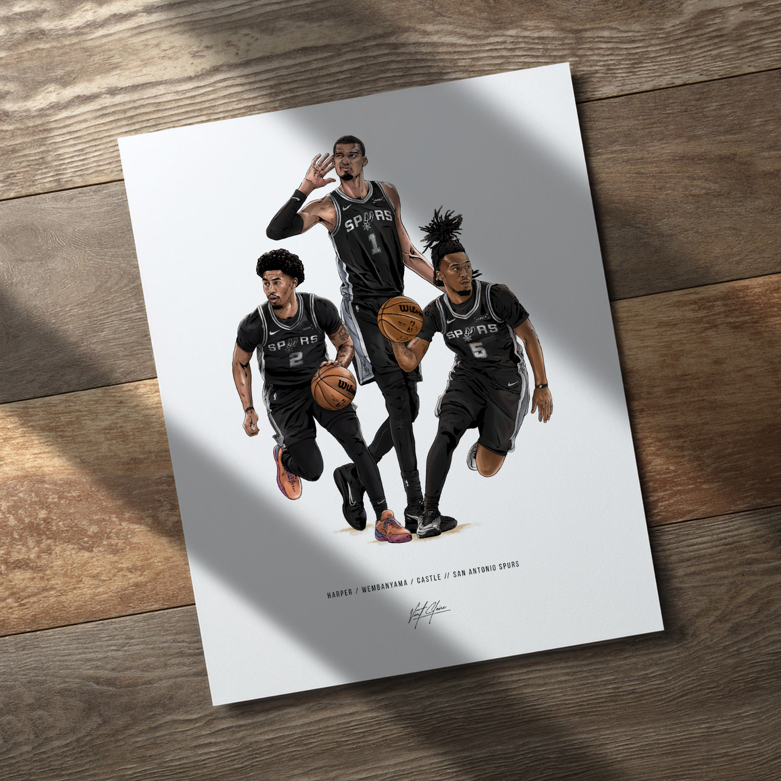 San Antonio Spurs Poster, Wemby, Stephon Castle, Dylan Harper Art Print