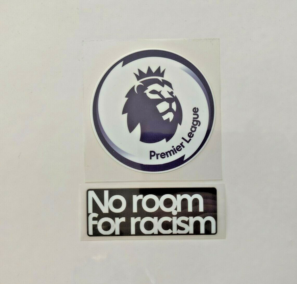 PREMIER LEAGUE PATCH BADGE 2020-2021 & NO ROOM FOR RACISM IRON ON PLAYER SIZE