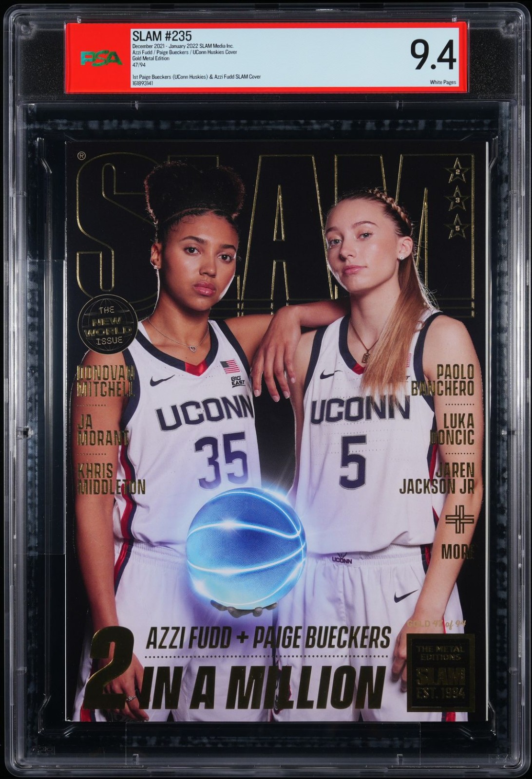 PSA 9.4 SLAM 235 Gold Metal /94 Paige Bueckers Azzi Fudd Newsstand WNBA Magazine