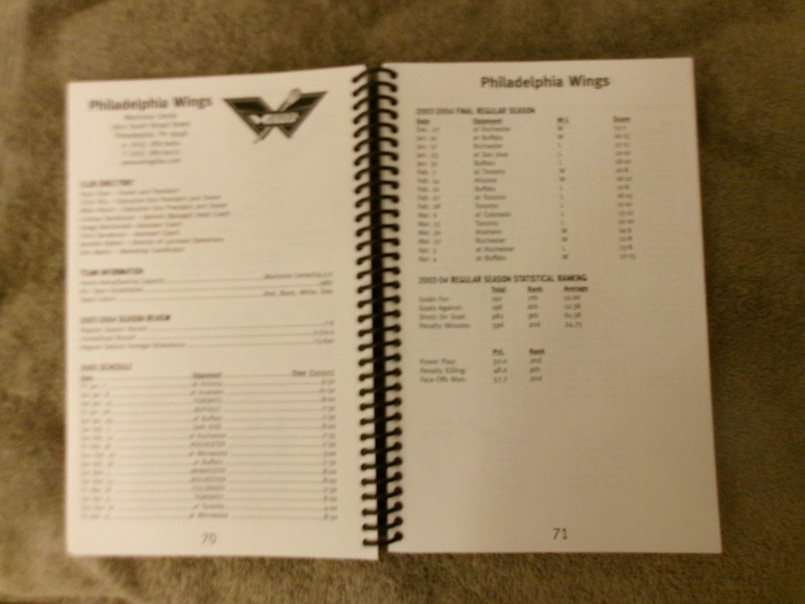 2005 NLL MEDIA GUIDE TORONTO ROCK GARY GAIT LACROSSE ARIZONA STING Program AD
