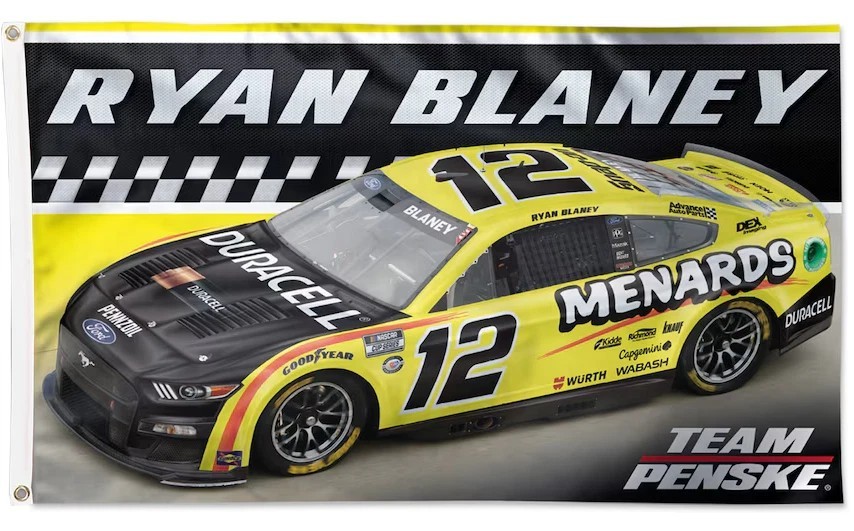 Ryan Blaney #12 Nascar Car Menards Racing 3×5,5x8FT Flag Wall Decore Banner