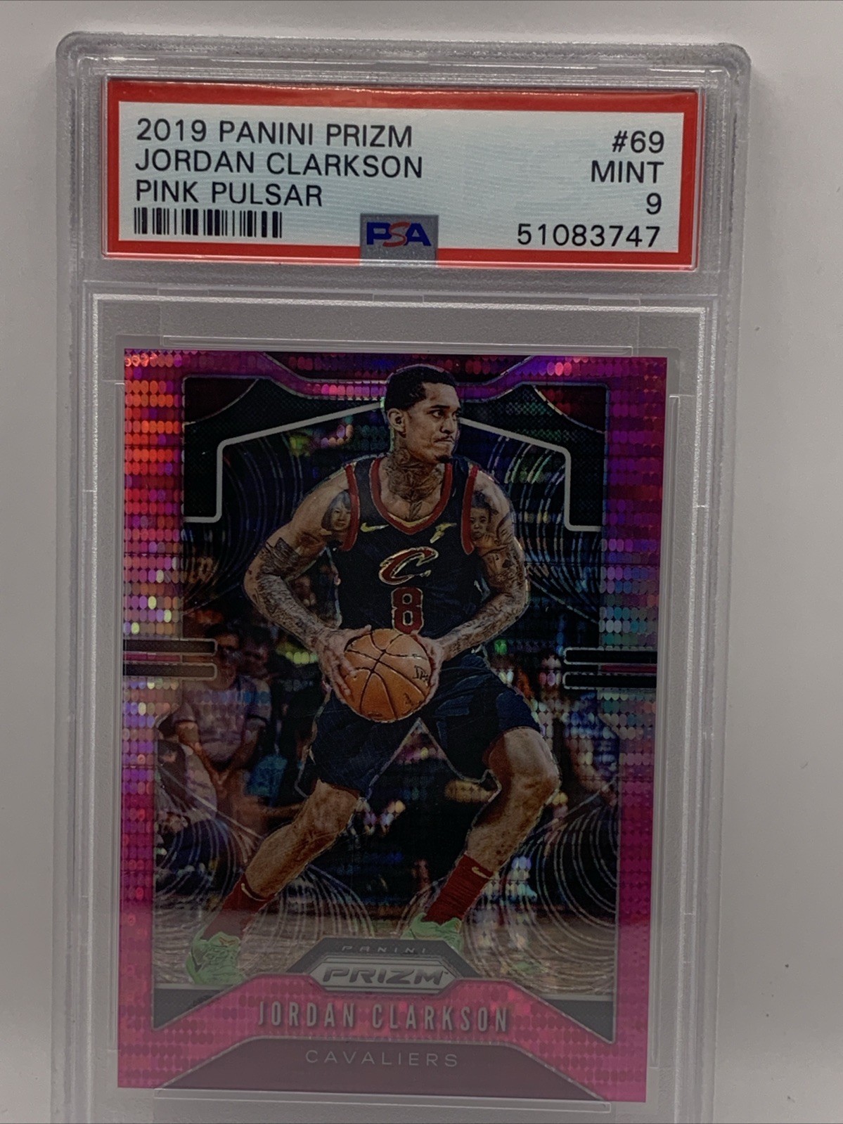 2019-20 Panini Prizm Jordan Clarkson #69 Pink Pulsar Prizm /42 Graded PSA 9