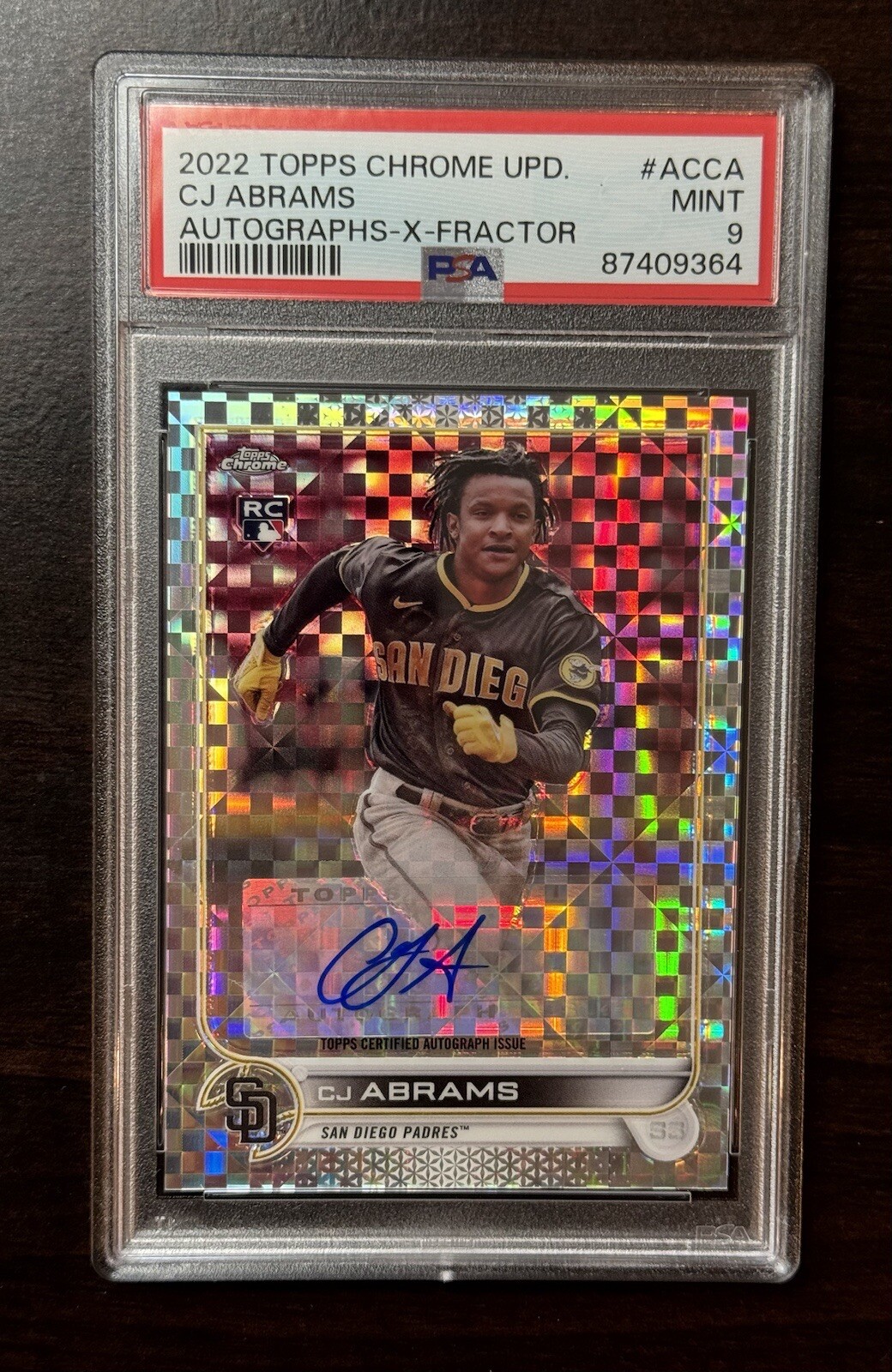 2022 Topps Chrome Update CJ Abrams RC Auto X-Fractor # /125 PSA 9 #AC-CA RC