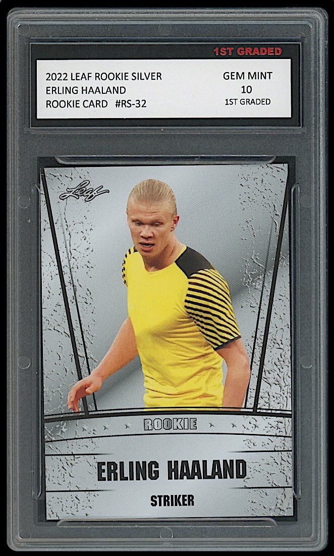 ERLING HAALAND 2022 LEAF SILVER 1ST GRADED 10 SOCCER ROOKIE CARD MANCHESTER CITY