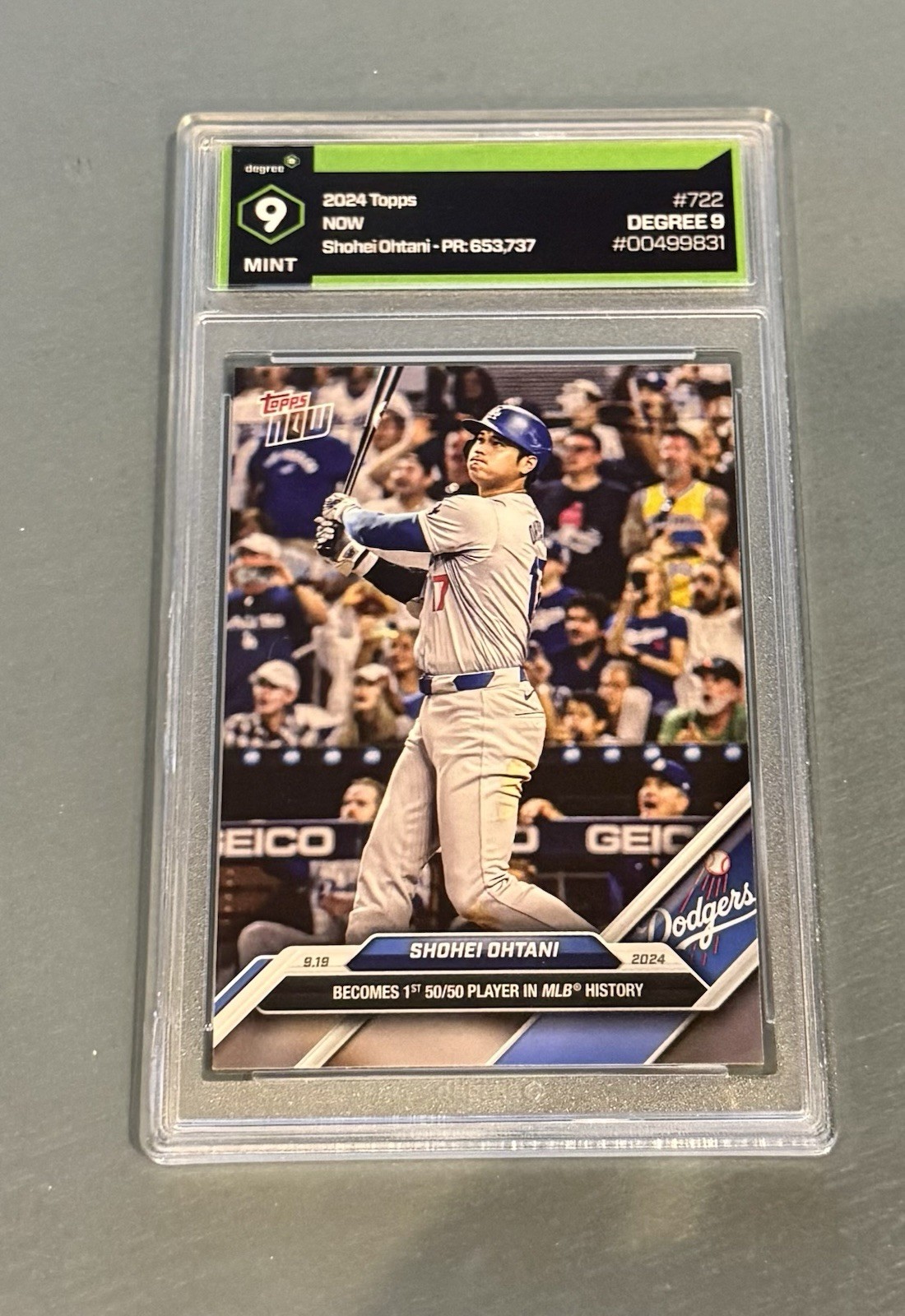 2024 Topps Now #722 Shohei Ohtani 50 HR / 50 SB – Dodgers – MVP – DEGREE 9 MINT