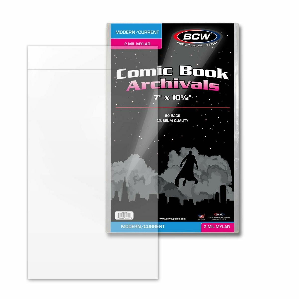 200 CT- Archivals Modern / Current 2-Mil Mylar Polyester Comic Book Bags by BCW!