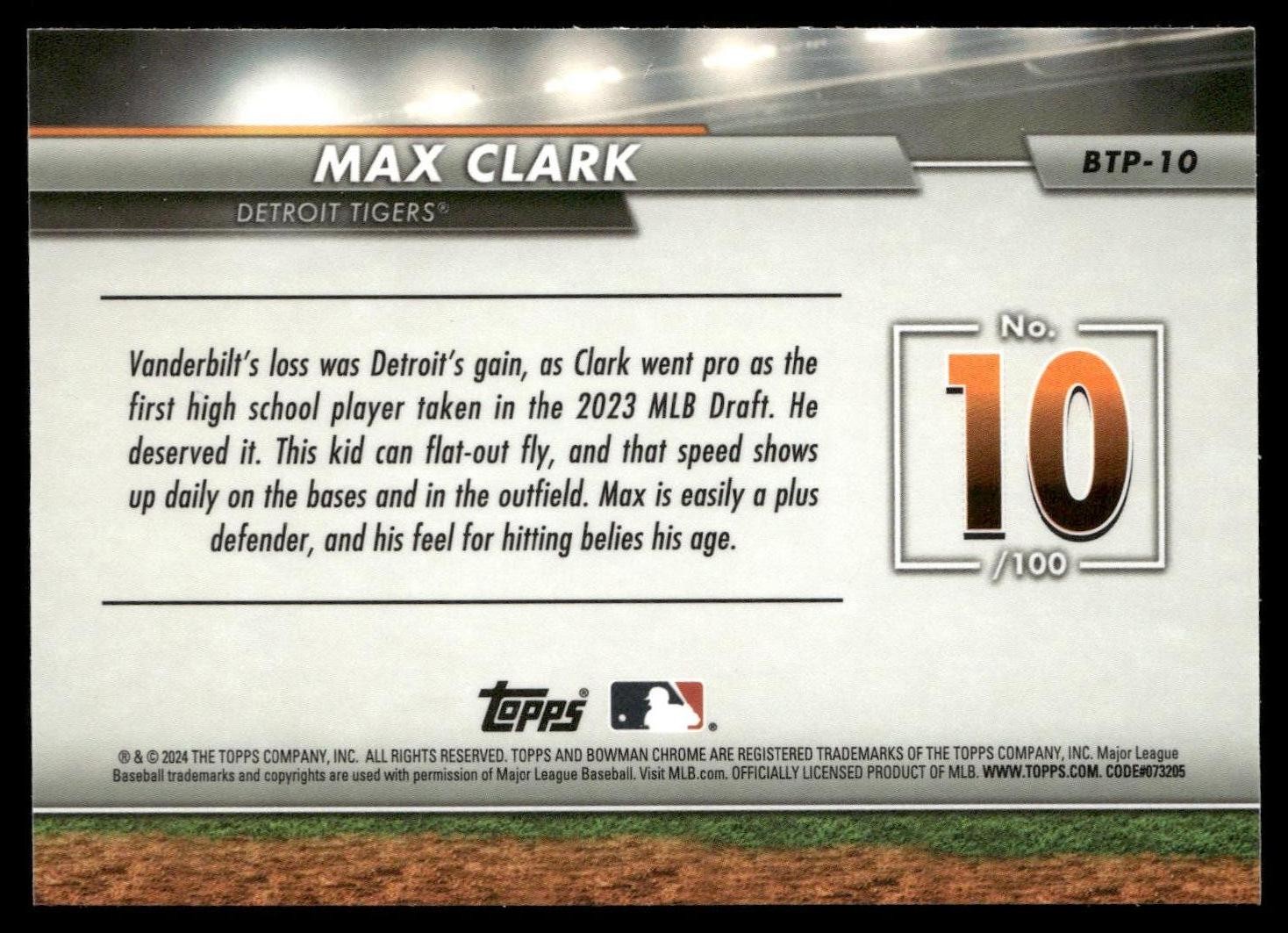 2024 Bowman #BTP-10 Max Clark Bowman Scouts’ Top 100