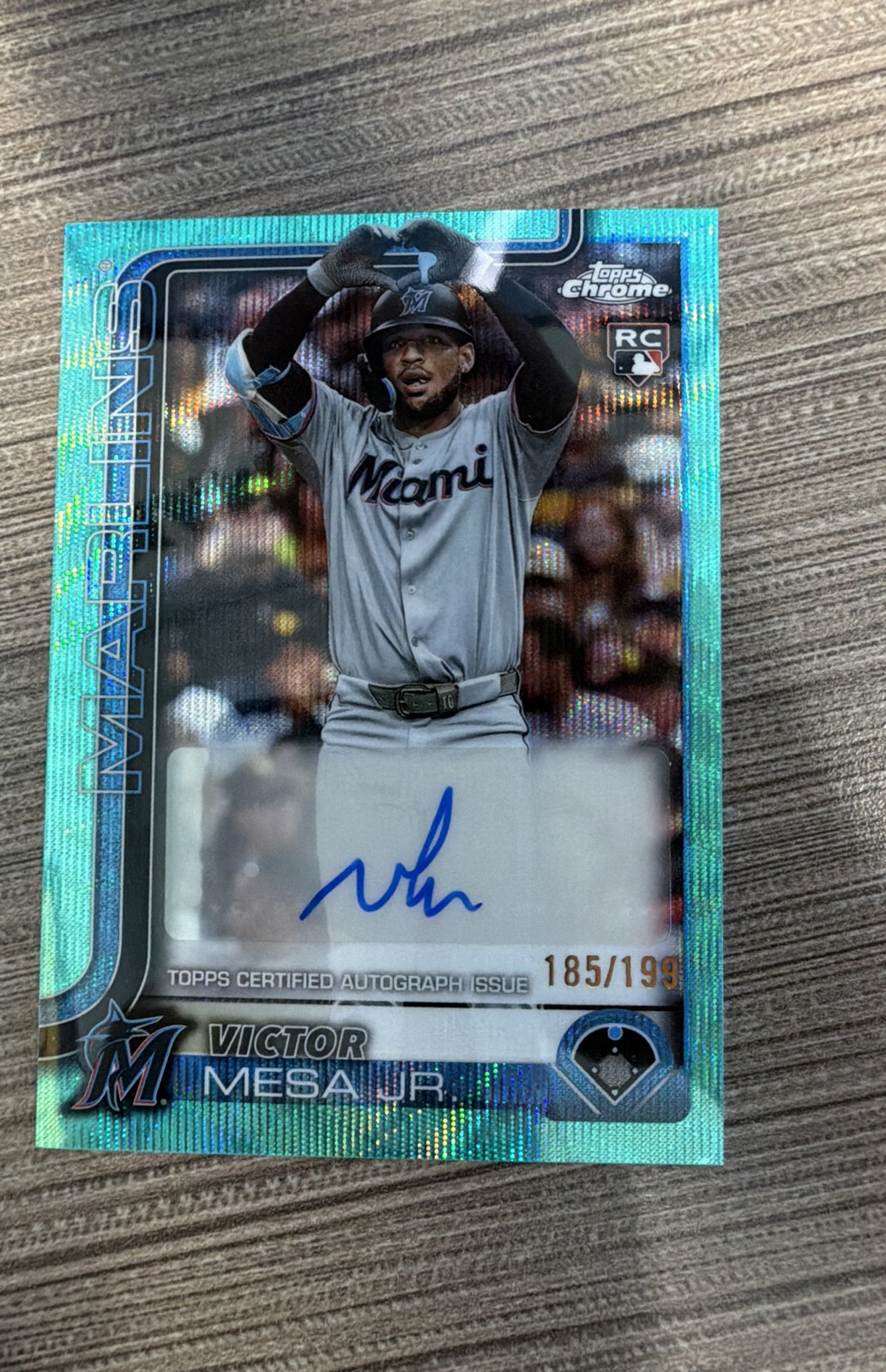 2025 Topps Chrome Update Series – Autographs Victor Mesa Jr. #AC-VM Aqua Wave…