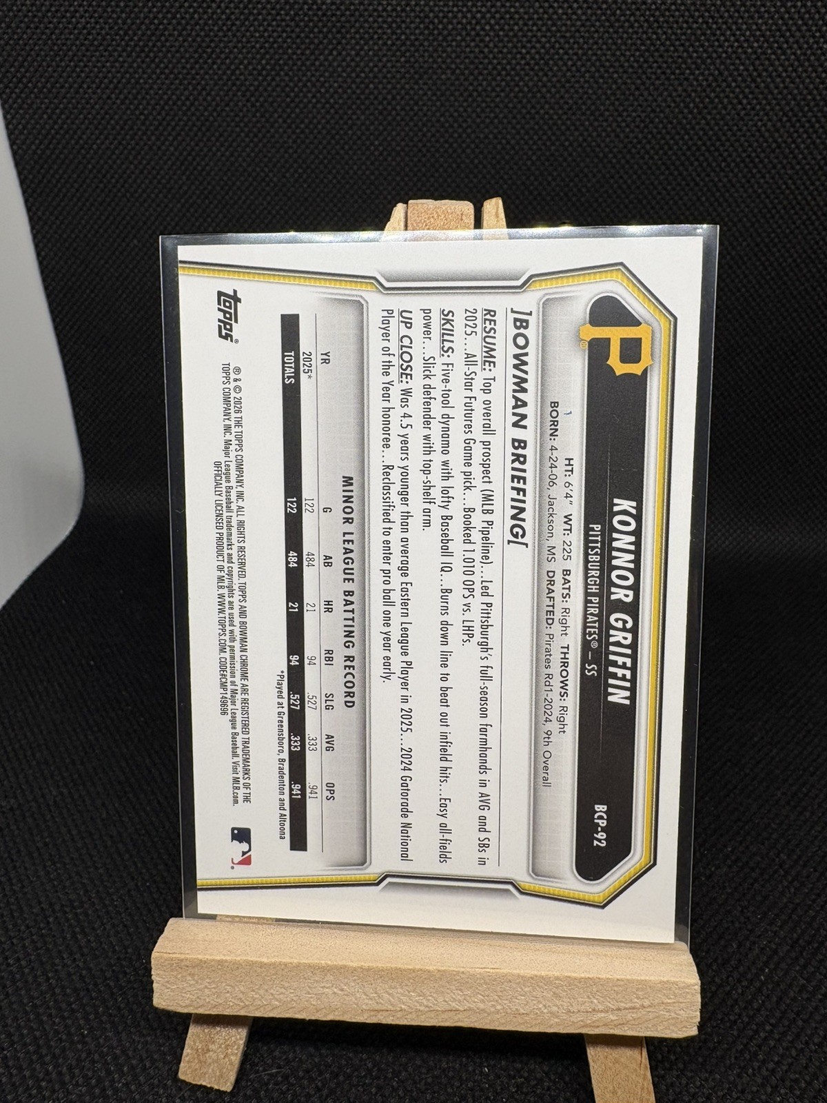 2026 Bowman Chrome Mojo Konnor Griffin RC #BCP-92 Pittsburgh Pirates