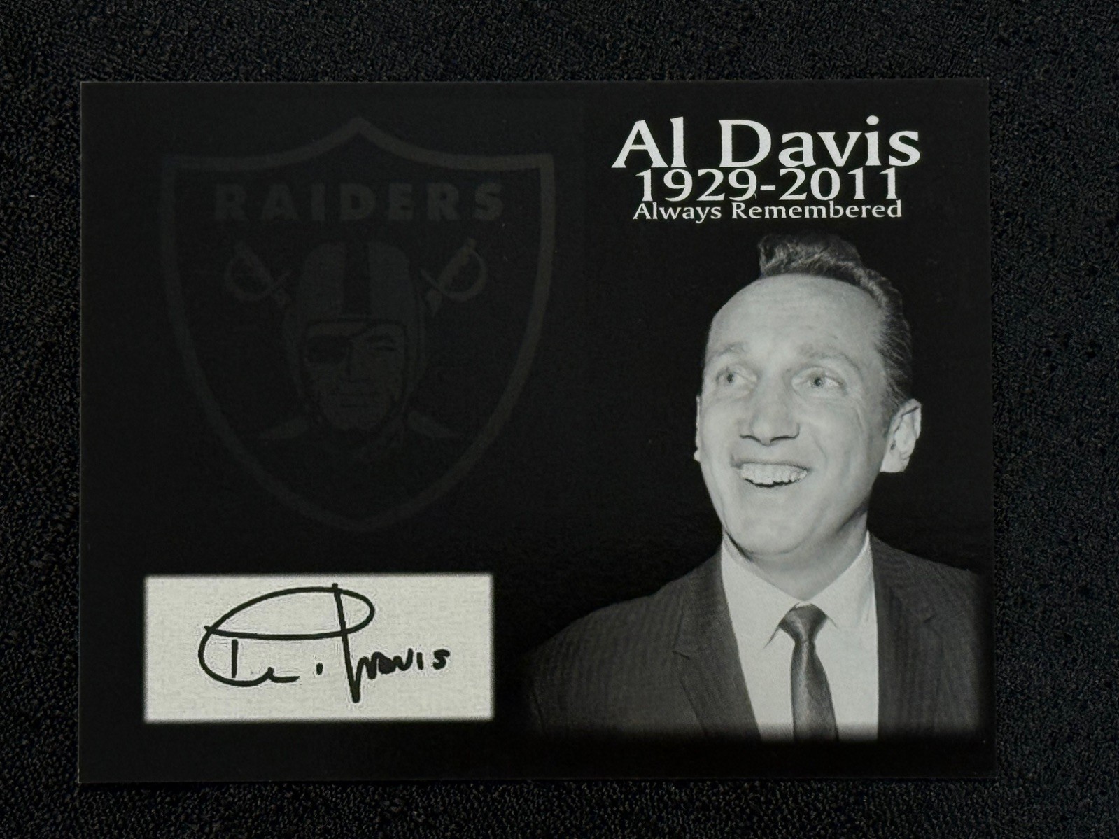 Al Davis Oakland Raiders custom Postcard “Facsimile autograph” Hall of Fame 4×6