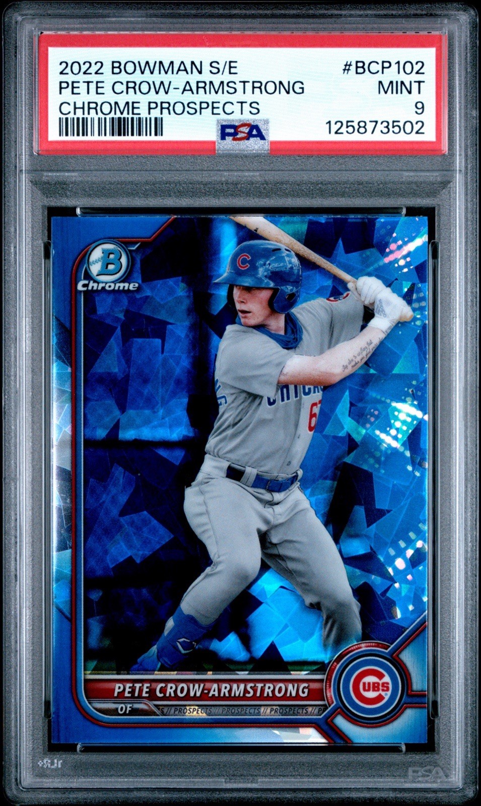 2022 Bowman Chrome Sapphire Refractor Pete Crow-Armstrong MINT PSA 9 POP 4