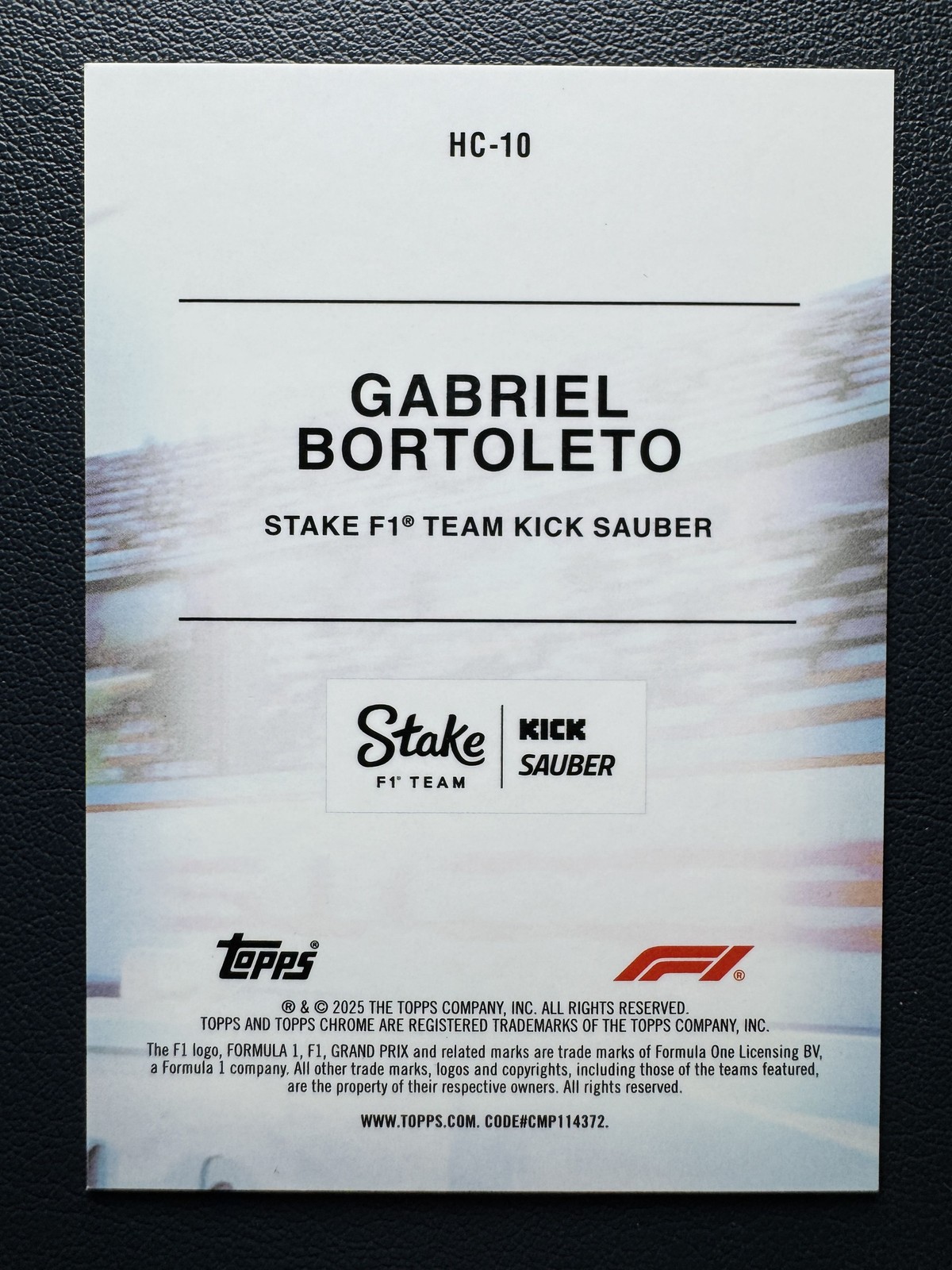2025 Topps Chrome F1 Gabriel Bortoleto RC Helmet Collection Aqua Refractor /199