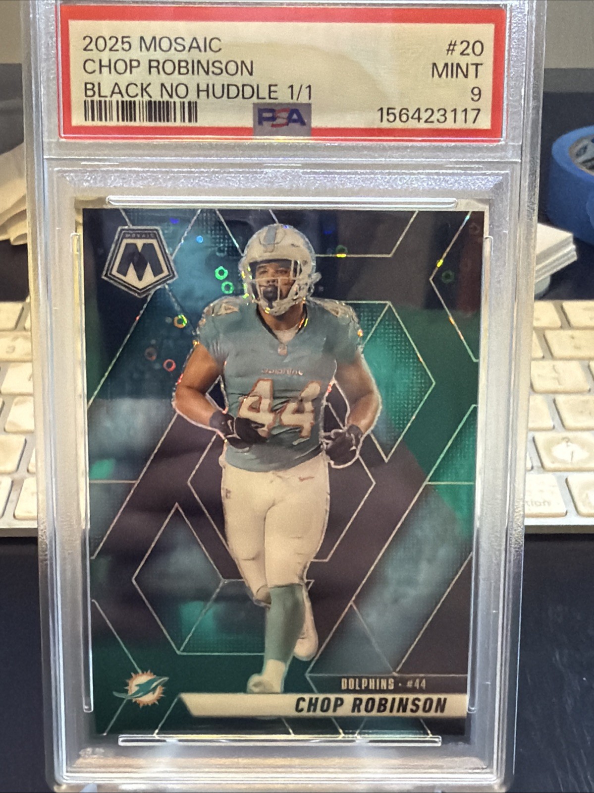 2025 Mosaic Chop Robinson Black No Huddle 1/1 PSA 9