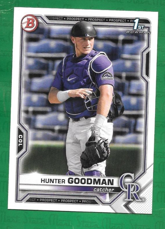 2021 Bowman Draft – Hunter Goodman 1st Bowman #BD-66 Colorado Rockies