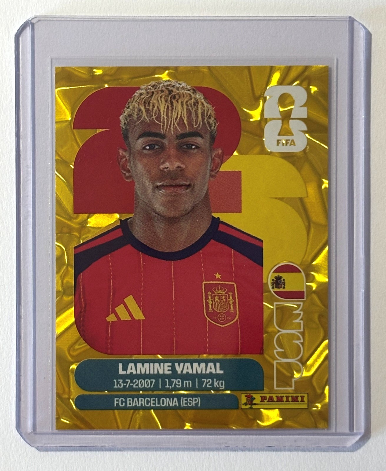 PANINI World Cup 2026 Gold Crumple Sticker ESP15 – Lamine Yamal