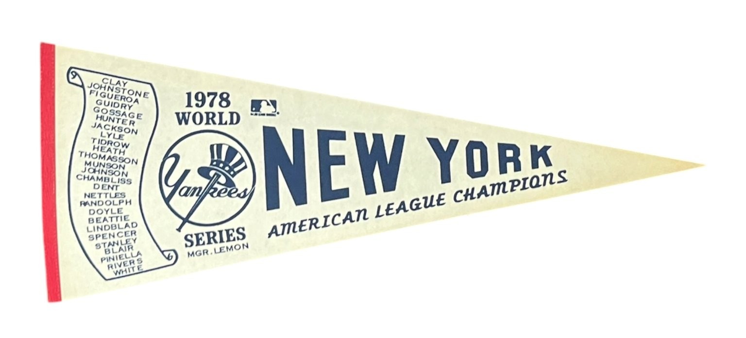 Vintage 1978 New York Yankees World Series Champions Baseball Roster Pennant 29″