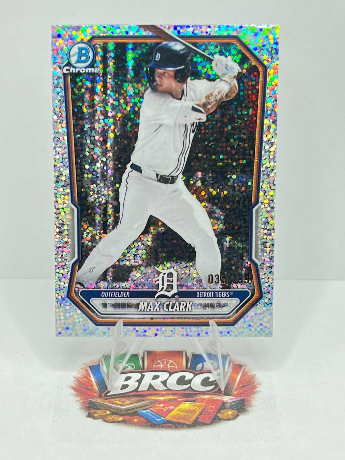 2026 Bowman Chrome Prospect #BCP-2 Max Clark Speckle Refractor /299 Tigers