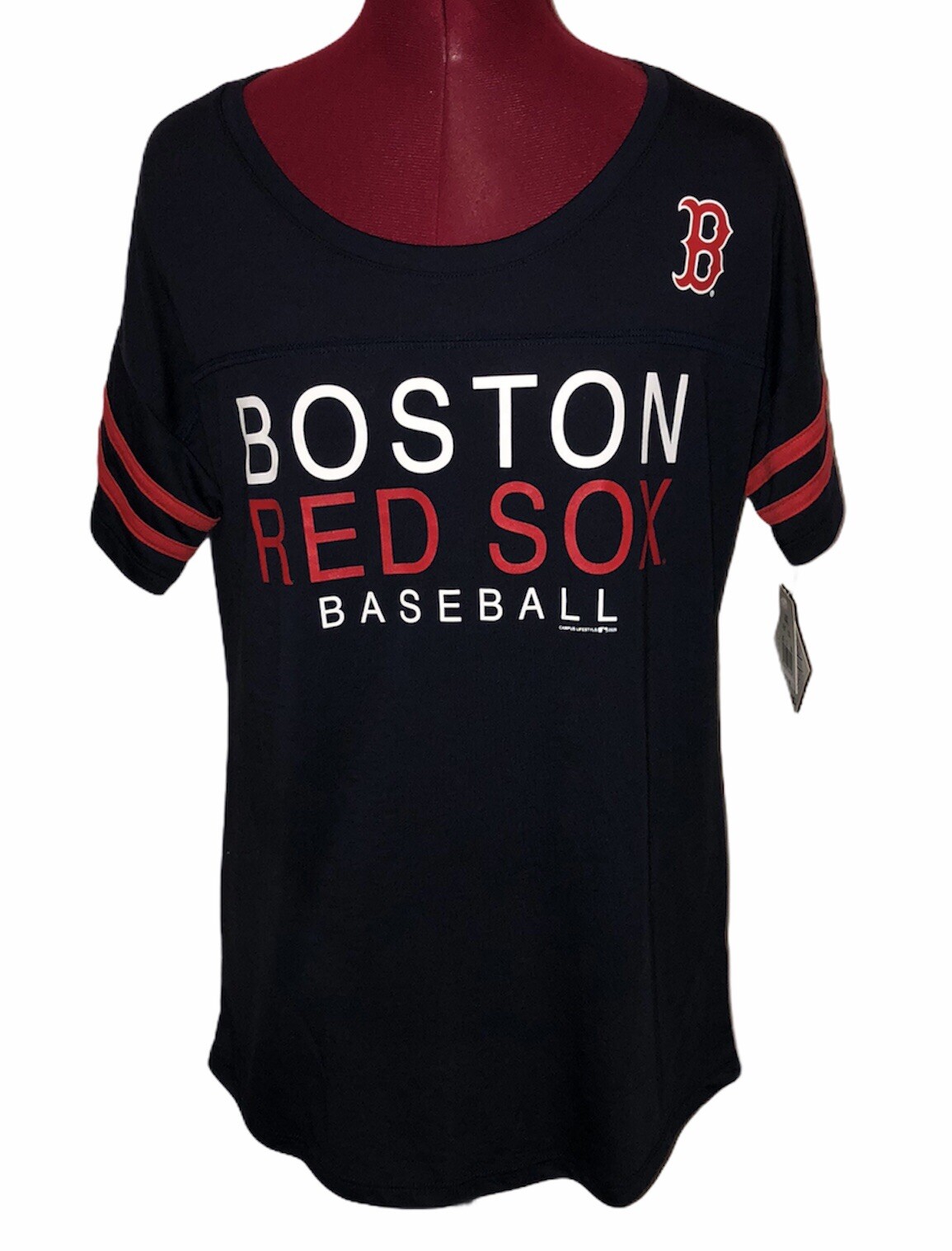 Boston Red Sox MLB Poly Rayon Super Soft Baseball T Shirt Womens Size XS NWT