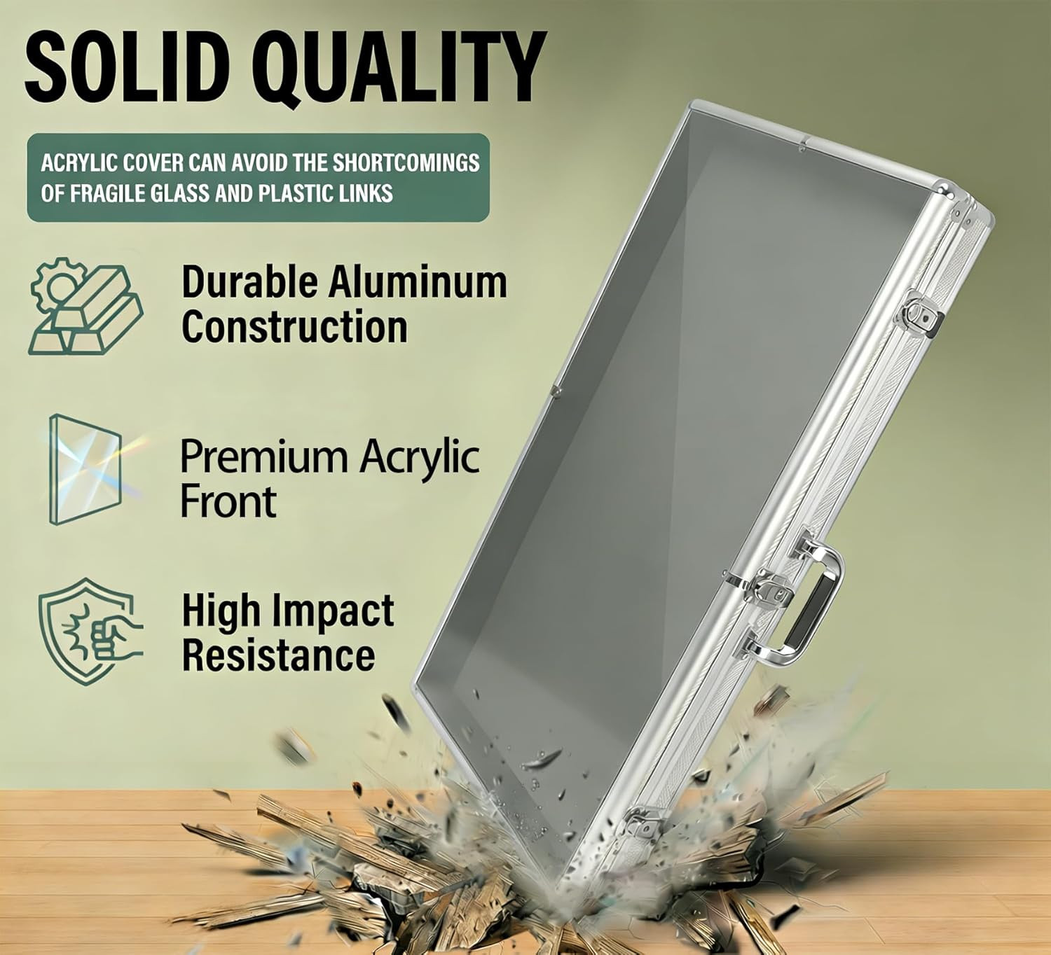 ® Large Card Display Case,34″X22″Table Top Baseball Card Display Case Aluminum A