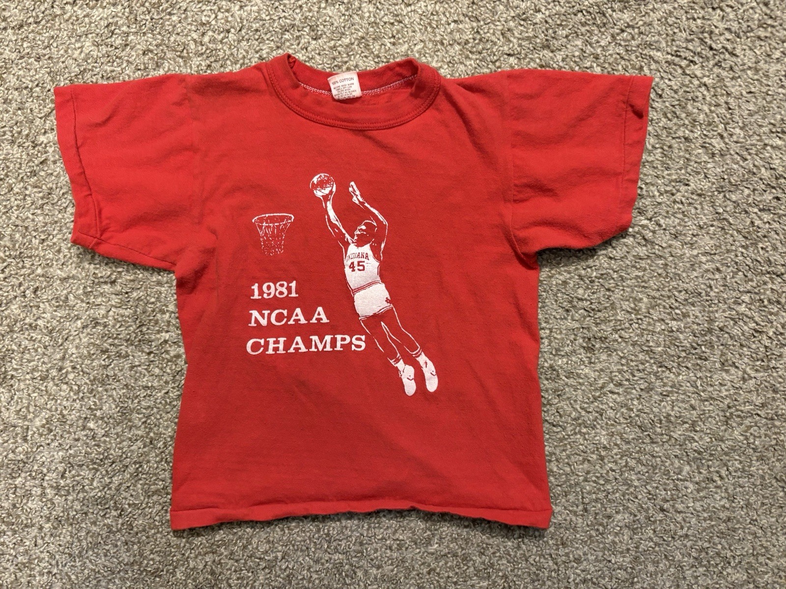 Vintage Russell Athletic Indiana IU Hoosiers 1981 NCAA Champs Youth XS Red Shirt
