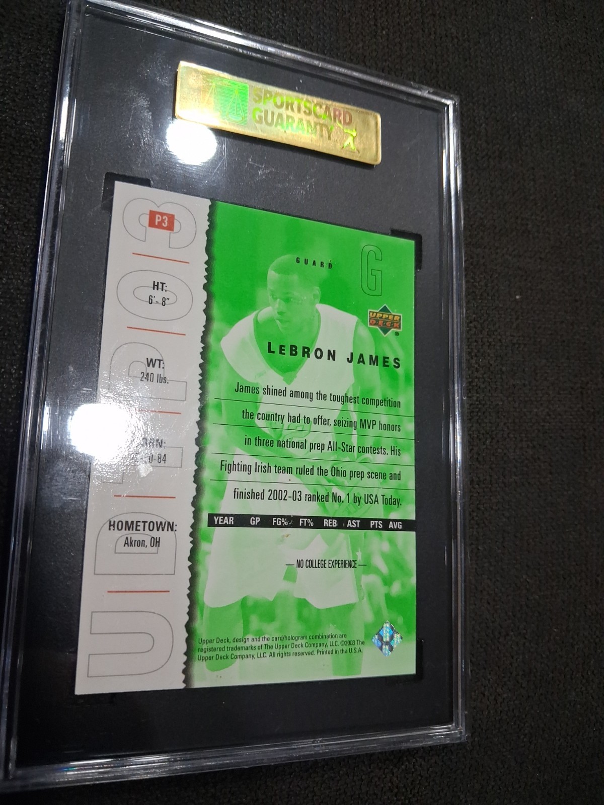 LeBron James,2003 Upper Deck Rookie Promo Top Prospects #P3..SGC 9💎